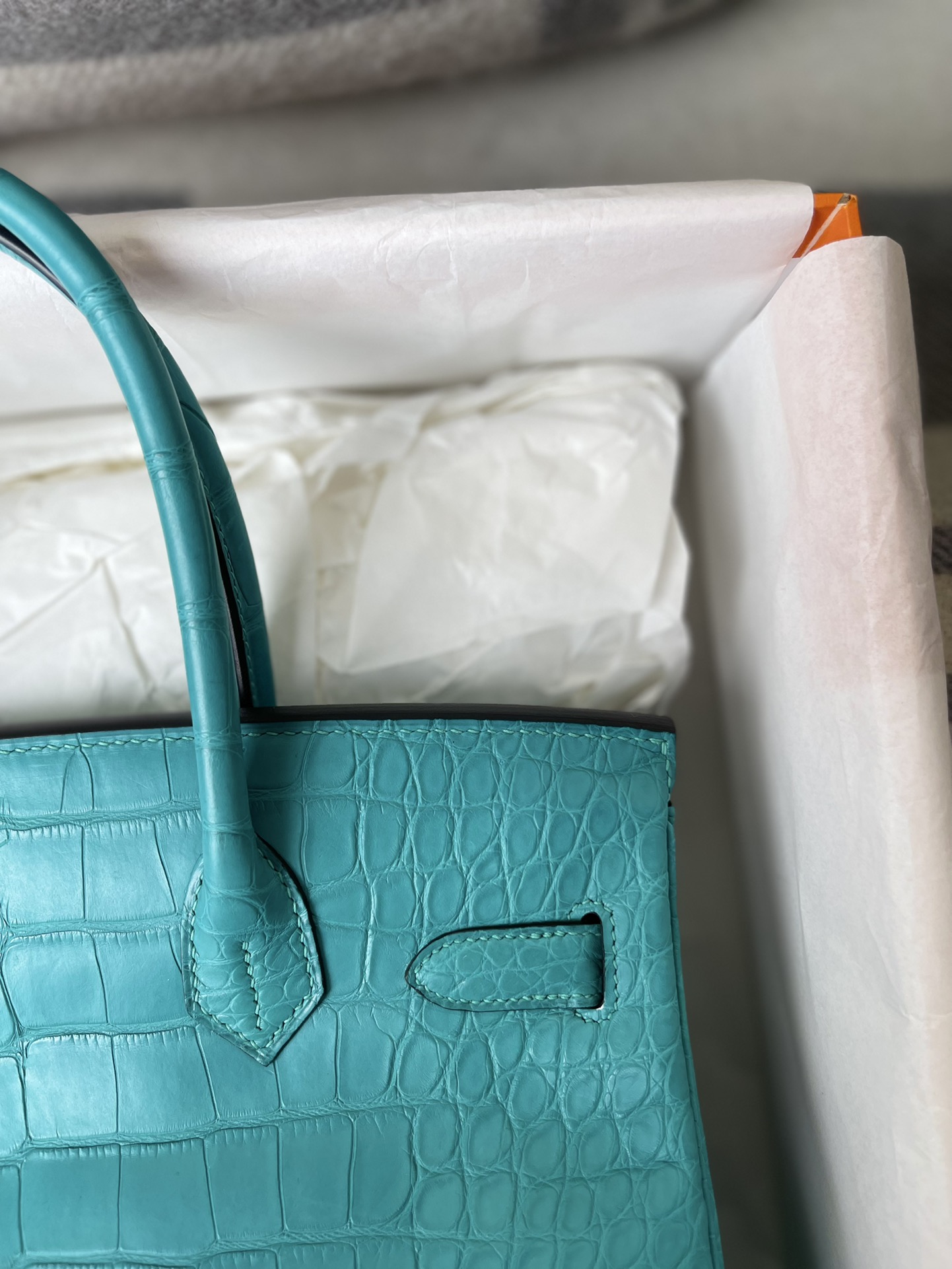 Hermes Birkin 30CM Handmade Bag In Blue Turquoise Crocodile Niloticus Matte Skin